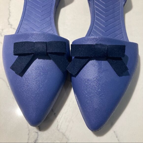 NATIVE Sz 11 Slide Pointy Toe Flats Shoes with Bow Lavender Blue Colourw… - Picture 4 of 13